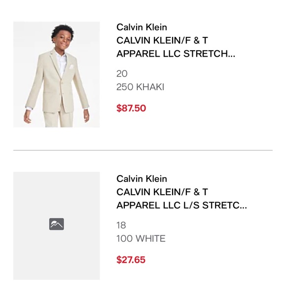 Calvin Klein Slim Fit Stretch Performance Suit Jacket Boys Size 20 Color: Khaki - Picture 7 of 7